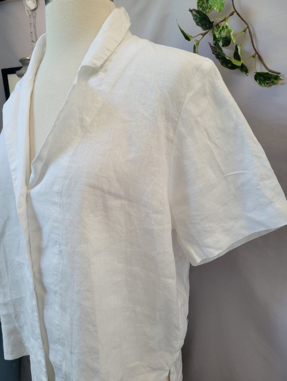 Quince Linen Premium Flax Button Front Short Sleeve Camp Shirt White S - Picture 9 of 15
